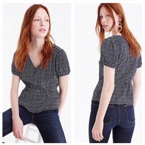 J.CREW star print 💫 on blue peplum blouse medium